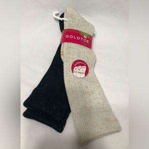 Gold Toe 2pairGirl’s knee high socks. Black/ cream gold glitter. Size 9 1/2